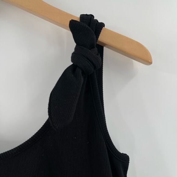 MARINE LAYER Lexi Rib Leah Dress Extra Small Black Ribbed One Bow Shoulder NWT - Picture 9 of 12